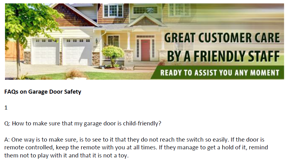 FAQs on Garage Door Safety - Garage Door Repair Southlake